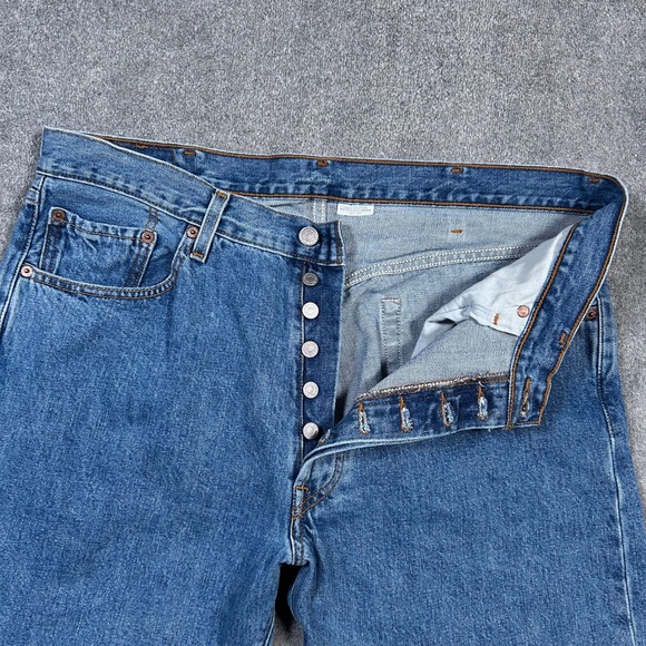 Levi's 501 Original Fit Jeans Men 36x28 Blue Button Fly Straight Leg - Picture 12 of 16